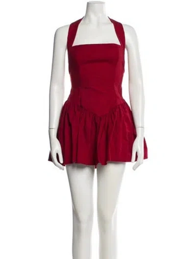 Pre-owned Helsa Square Neckline Mini Dress In Red