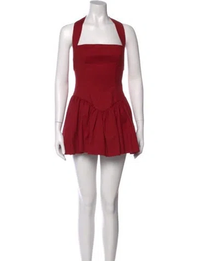 Pre-owned Helsa Square Neckline Mini Dress In Red