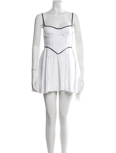 Pre-owned Helsa Square Neckline Mini Dress In White