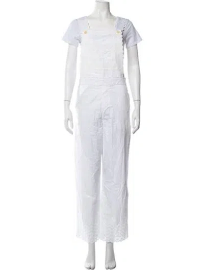 Pre-owned Helsa Square Neckline Overalls In White