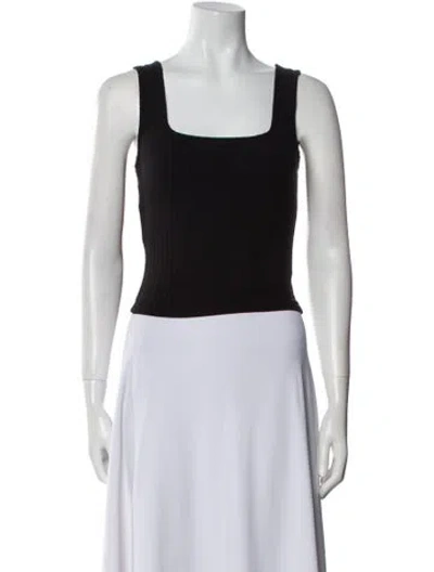 Pre-owned Helsa Square Neckline Sleeveless Crop Top In Black