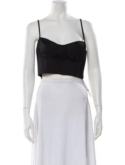 Pre-owned Helsa Square Neckline Sleeveless Crop Top In Black