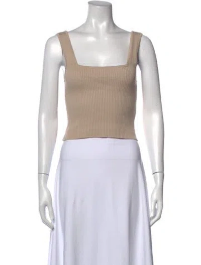 Pre-owned Helsa Square Neckline Sleeveless Crop Top In Brown