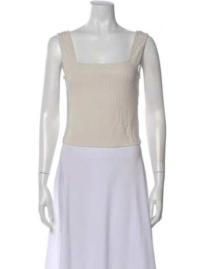 Pre-owned Helsa Square Neckline Sleeveless Crop Top In Neutral