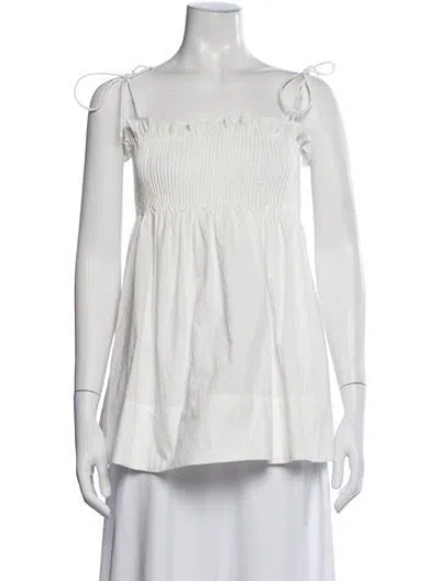 Pre-owned Helsa Square Neckline Sleeveless Top In White