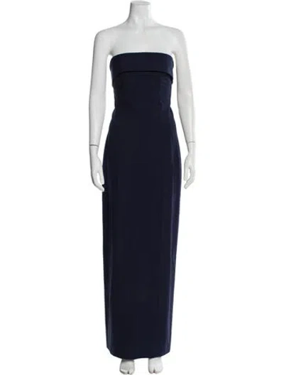 Pre-owned Helsa Strapless Long Dress In Blue