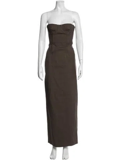 Pre-owned Helsa Strapless Long Dress In Brown