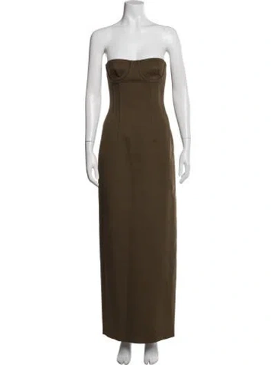 Pre-owned Helsa Strapless Long Dress In Green