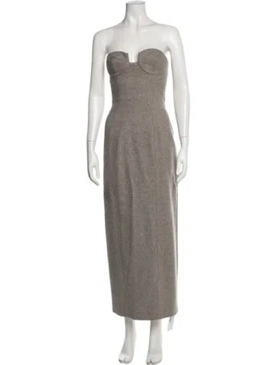 Pre-owned Helsa Strapless Long Dress In Grey