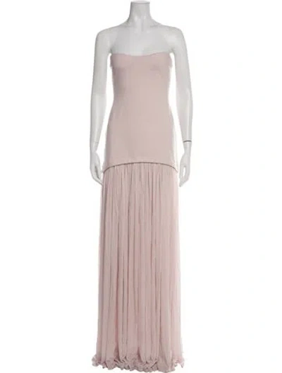 Pre-owned Helsa Strapless Long Dress In Pink