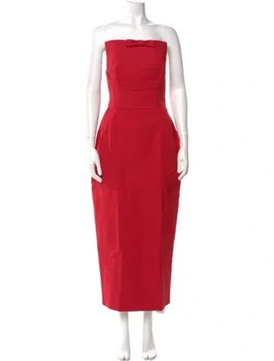 Pre-owned Helsa Strapless Long Dress In Red