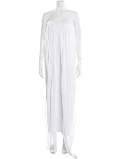 Pre-owned Helsa Strapless Long Dress In White