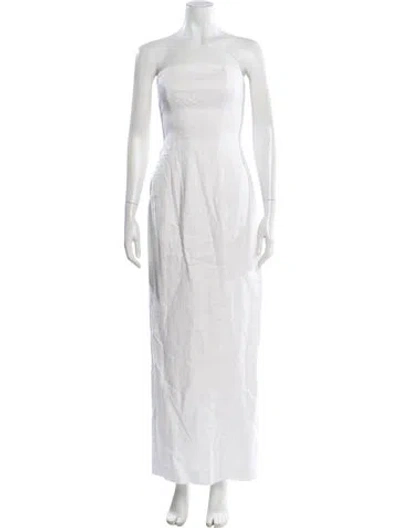 Pre-owned Helsa Strapless Long Dress In White