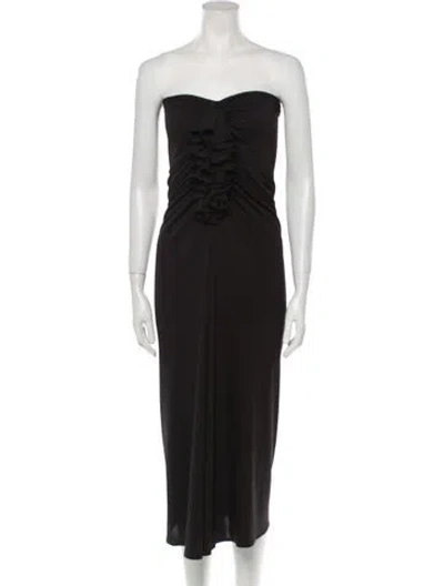 Pre-owned Helsa Strapless Midi Length Dress In Black