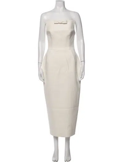 Pre-owned Helsa Strapless Midi Length Dress In Neutrals