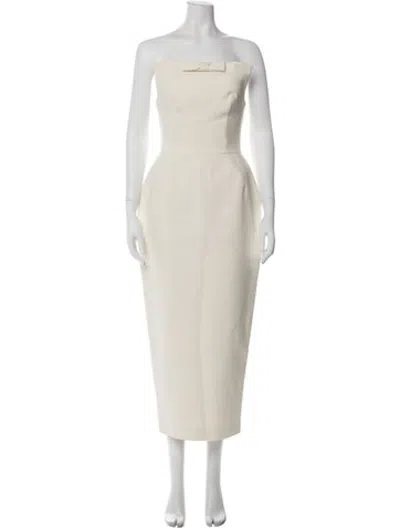 Pre-owned Helsa Strapless Midi Length Dress In Neutrals