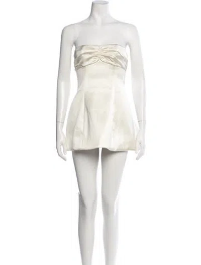 Pre-owned Helsa Strapless Mini Dress In Neutrals