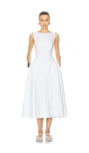 Helsa Stretch Cotton Sateen Midi Dress In 白色