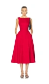 Helsa Stretch Cotton Sateen Midi Dress In 레드