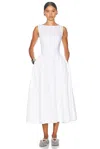 Helsa Stretch Cotton Sateen Midi Dress In White