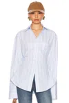 Helsa Stripe Poplin Lace Back Shirt