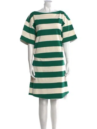 Pre-owned Helsa Striped Knee-length Dress In Green