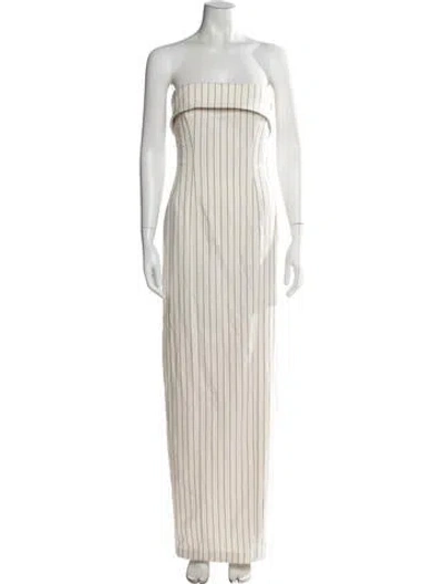 Pre-owned Helsa Striped Long Dress In Neutral