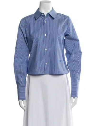 Pre-owned Helsa Striped Long Sleeve Button-up Top In Multi