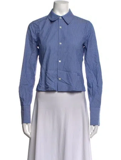 Pre-owned Helsa Striped Long Sleeve Top In Blue