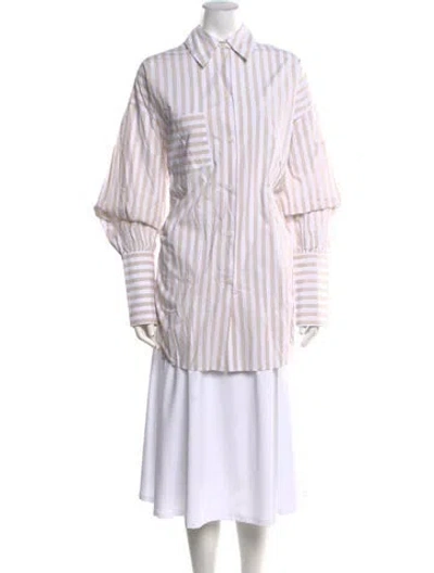 Pre-owned Helsa Striped Long Sleeve Tunic W/ Tags In White