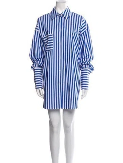 Pre-owned Helsa Striped Mini Dress In Blue