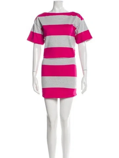 Pre-owned Helsa Striped Mini Dress In Gray