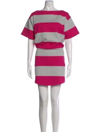 Pre-owned Helsa Striped Mini Dress In Gray