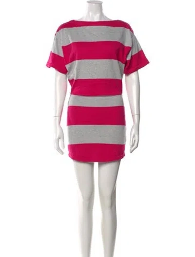Pre-owned Helsa Striped Mini Dress In Gray