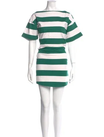 Pre-owned Helsa Striped Mini Dress In Green
