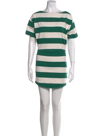 Pre-owned Helsa Striped Mini Dress In Green