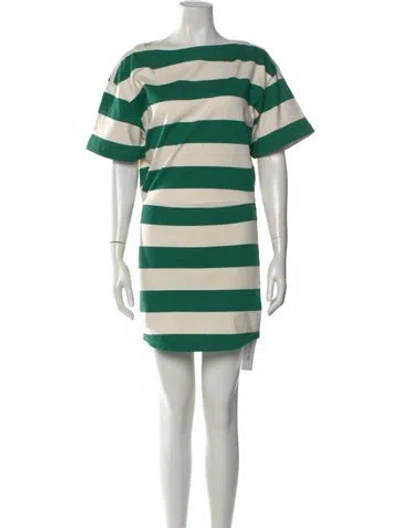 Pre-owned Helsa Striped Mini Dress In Green