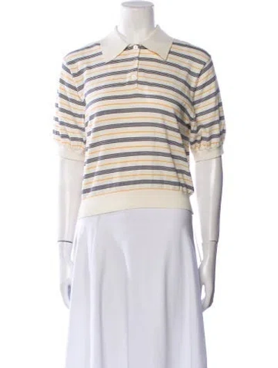 Pre-owned Helsa Striped Short Sleeve Crop Top In Neutral