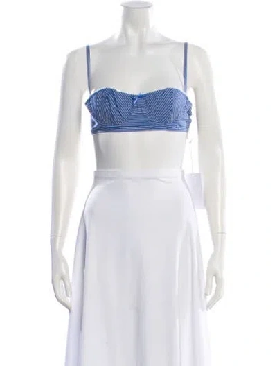 Pre-owned Helsa Striped Square Neckline Sports Bra W/ Tags In White