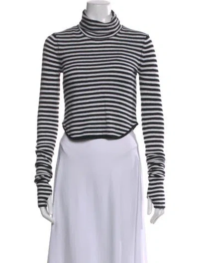 Pre-owned Helsa Striped Turtleneck Sweater In White