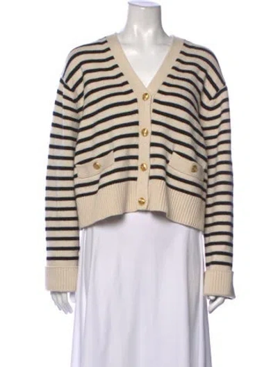 Pre-owned Helsa Striped V-neck Sweater In Neutrals