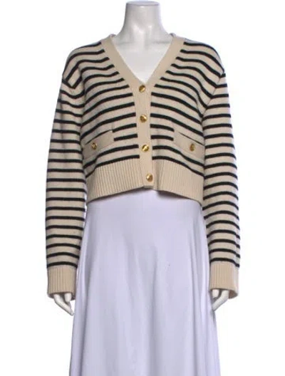 Pre-owned Helsa Striped V-neck Sweater In Neutrals