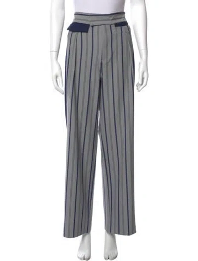 Pre-owned Helsa Striped Wide Leg Pants In Gray