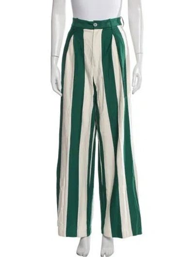 Pre-owned Helsa Striped Wide Leg Pants In Green
