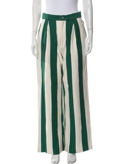 Pre-owned Helsa Striped Wide Leg Pants In Green