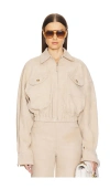 Helsa Suede Bomber Jacket In Beige
