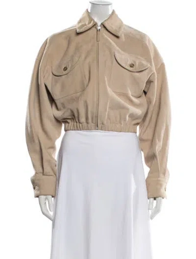 Pre-owned Helsa Suede Bomber Jacket In Neutral