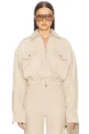Helsa Suede Bomber Jacket In Sandy Beige