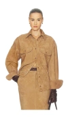 Helsa Suede Overshirt In Brown