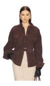 Shop Helsa Suede Overshirt In Chocolate Brown